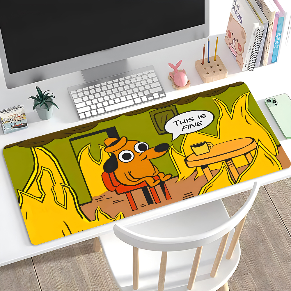 Gaming Desk Mat - This Is Fine Dog Dachshund Mousepad