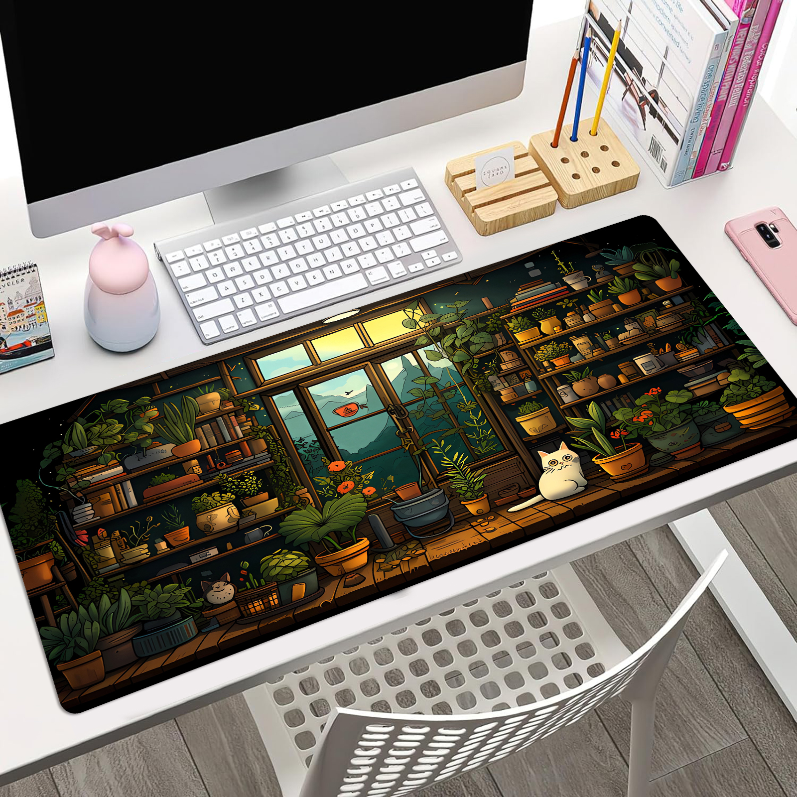 Gaming Desk Mat - Cute Cat Mouse Pad Desk Pad