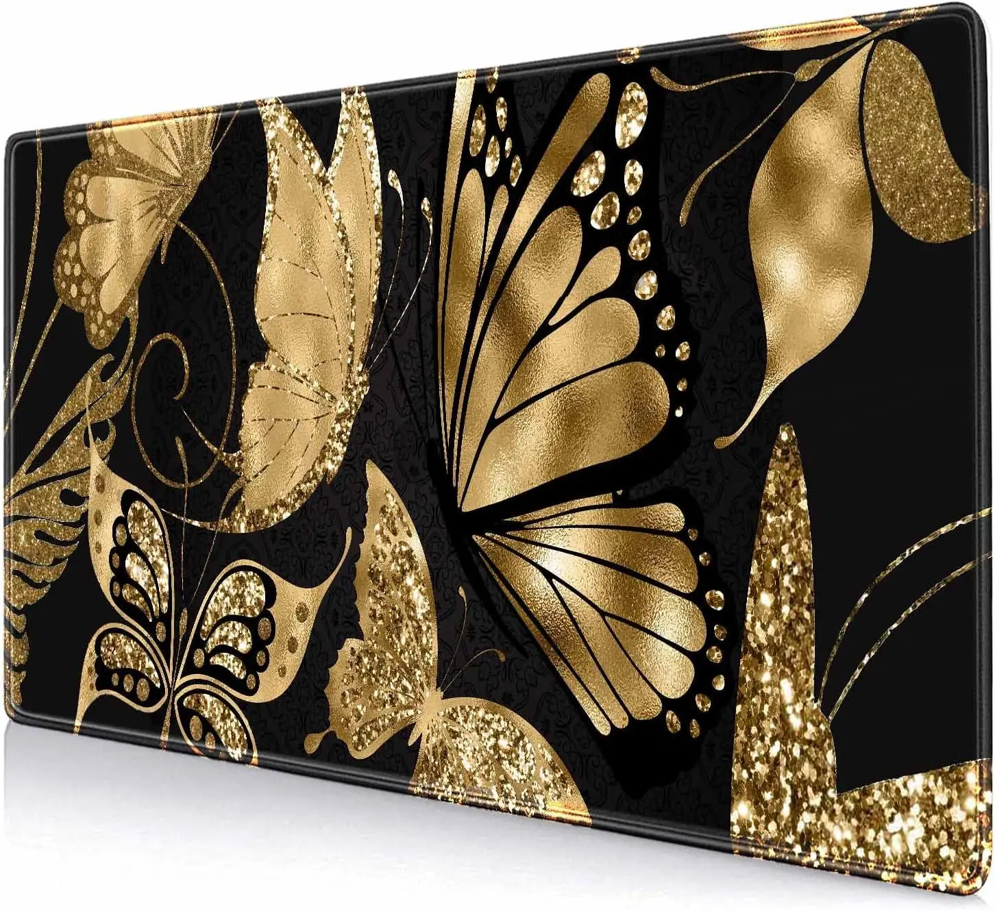 Gaming Desk Mat - Black and Gold Desk Mat 35.4x15.7